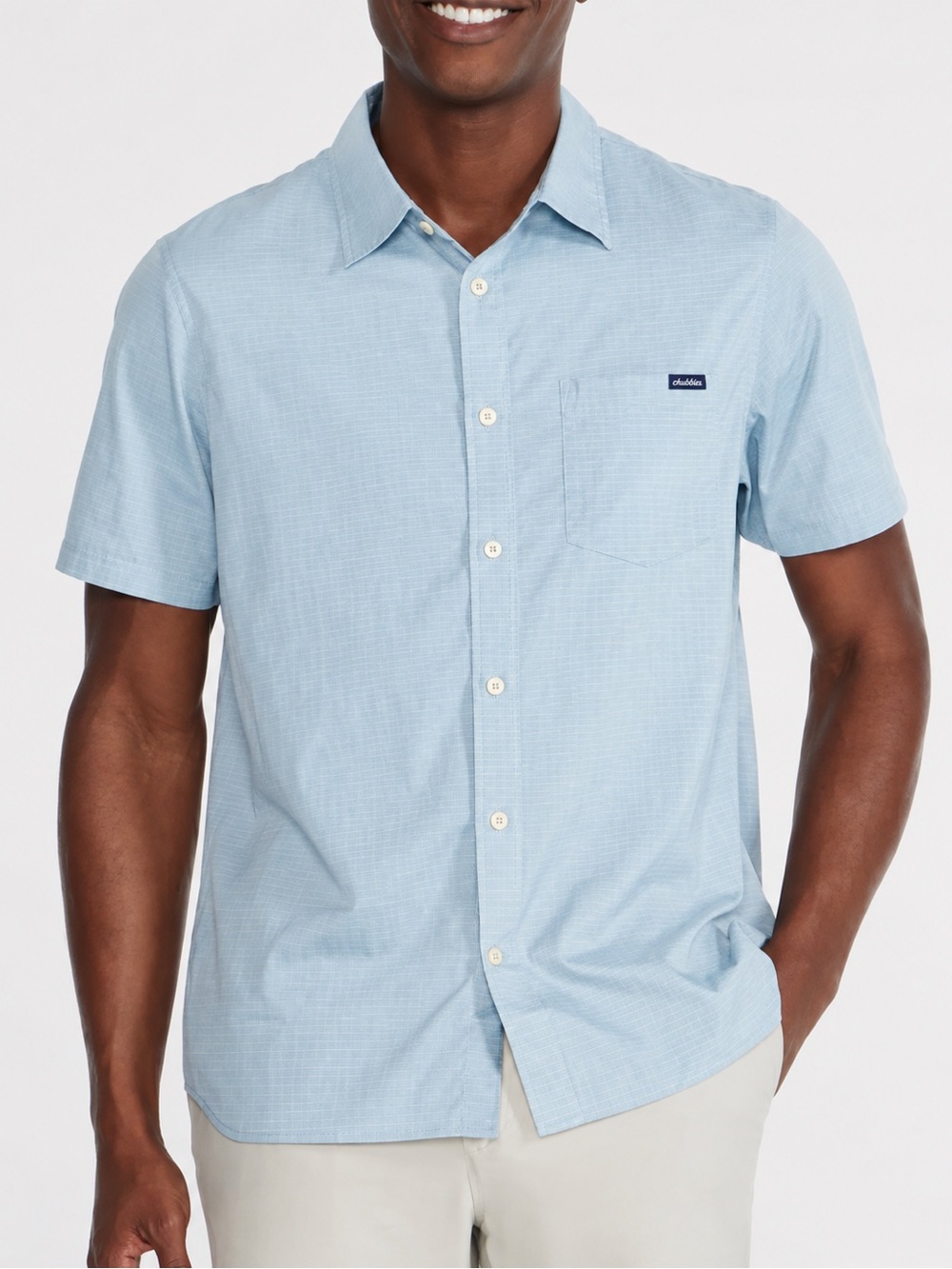 Chubbies BreezeTech Friday Shirt Light Blue Performance Button Up Medium